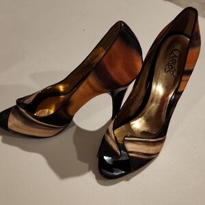 Carlos Santana Multicolor Peep-Toe Heels